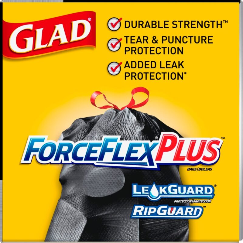 Glad Trash Bags, Multipurpose, Drawstring, Large, 30 Gallon, 25 bags - Image 3