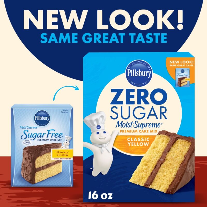 Pillsbury Zero Sugar Moist Supreme Yellow Premium Cake Mix, 16 Oz Box - Image 2