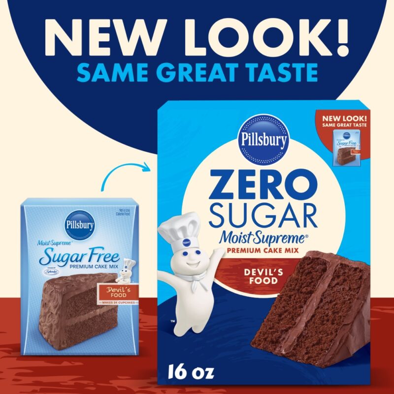 Pillsbury Zero Sugar Moist Supreme Devil's Food Premium Cake Mix, 16 Oz Box - Image 3