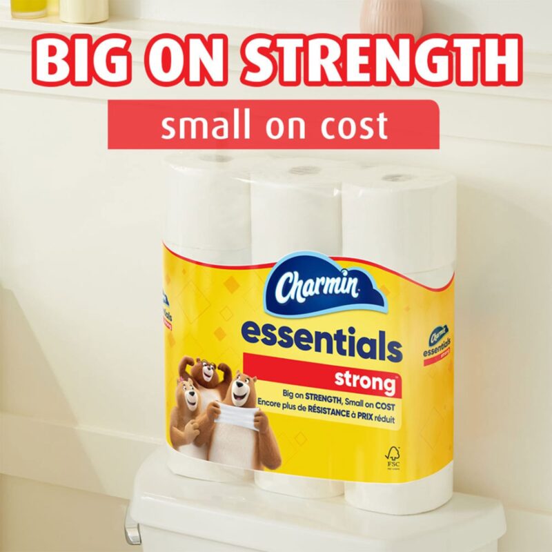 Charmin Essentials Strong Toilet Paper, 9 Mega Rolls - Image 3