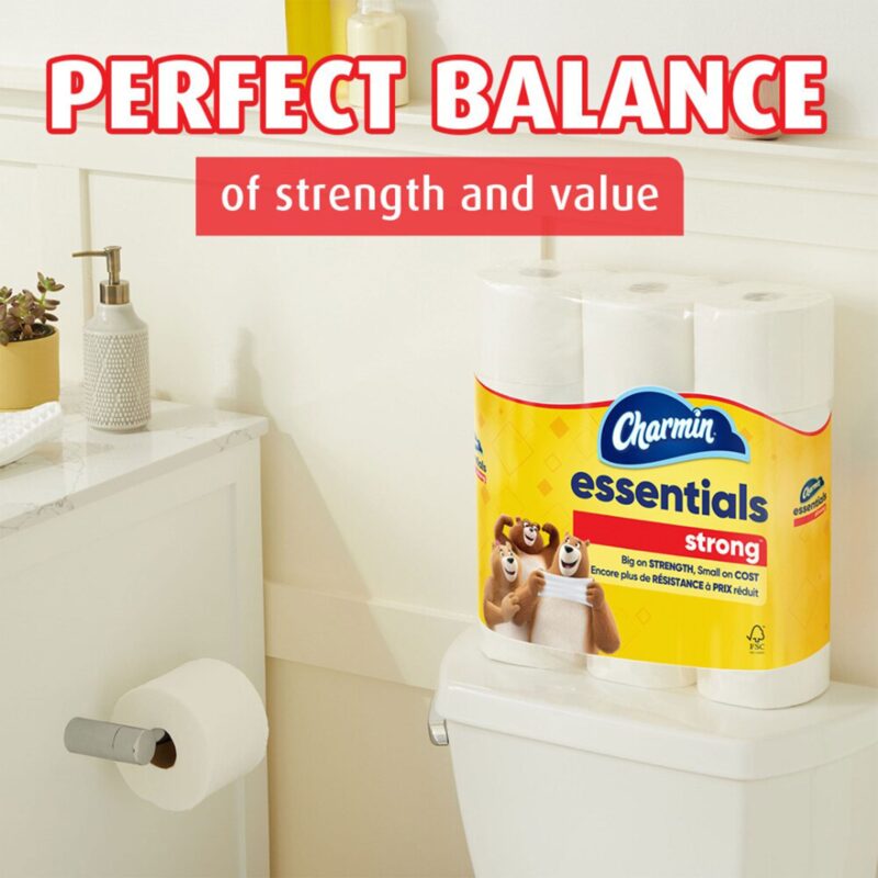 Charmin Essentials Strong Toilet Paper, 9 Mega Rolls - Image 4