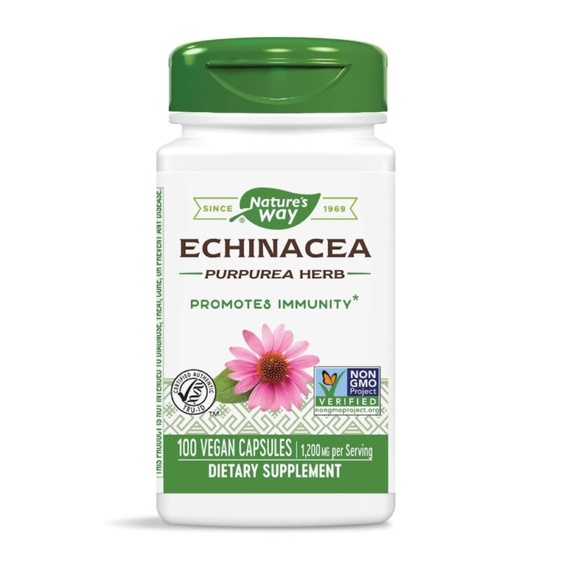 Natures Way Echinacea, 400 mg, Vegetarian Capsules, 100 capsules - Image 2