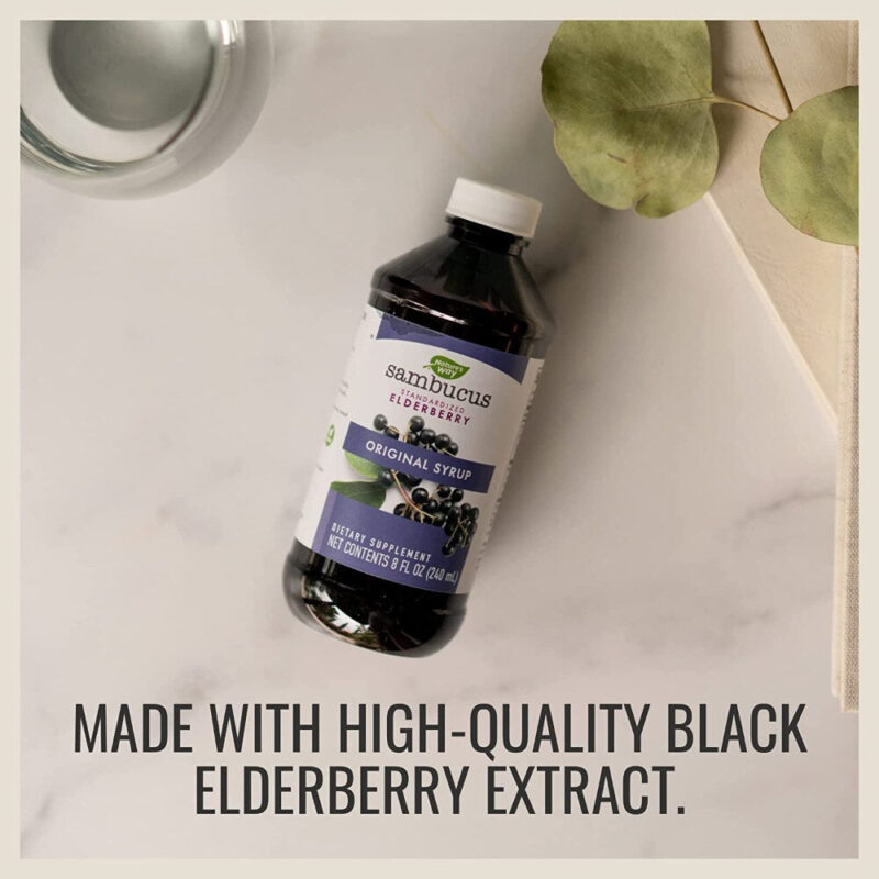 Natures Way Sambucus, Original, Standardized Elderberry, Syrup, Berry Flavor, 8 fl oz (240 ml) - Image 6