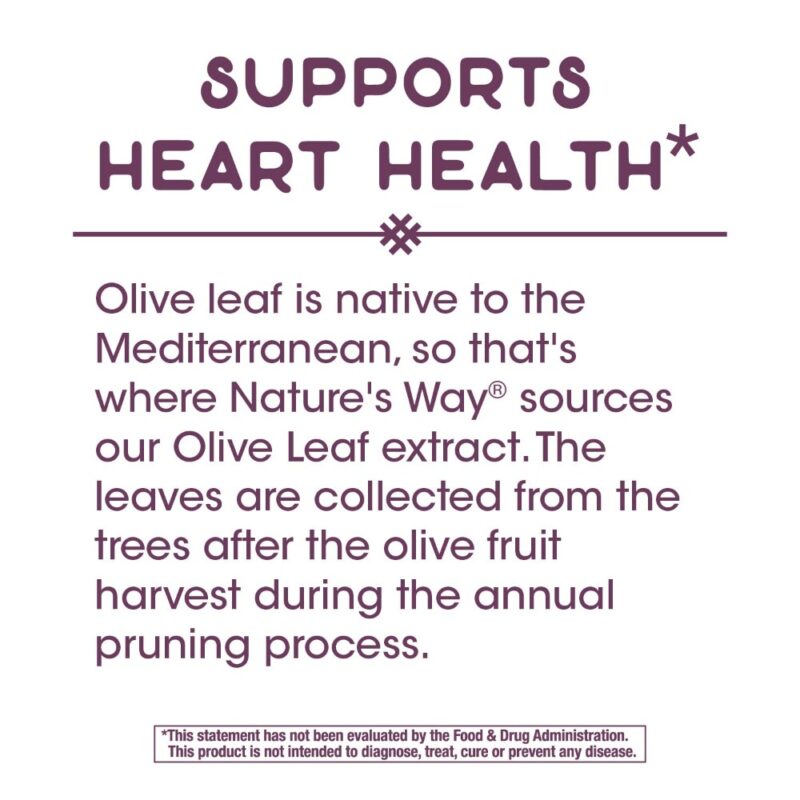 Natures Way Olive Leaf, Standardized, Veg. Capsules, 60 capsules - Image 4