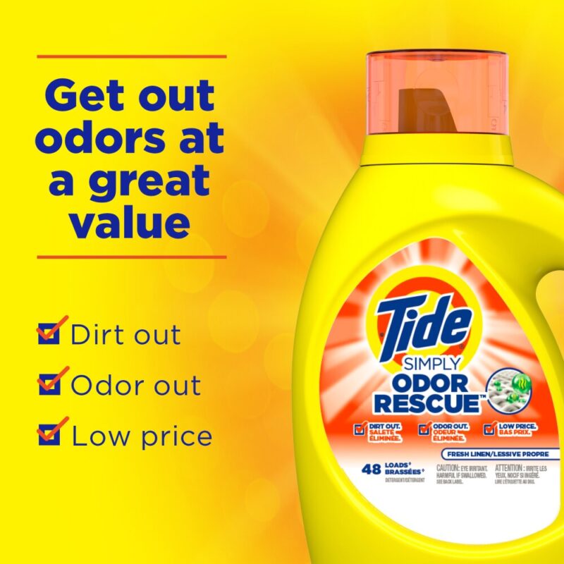 Tide Detergent, Fresh Linen, Odor Rescue, 31 fl oz (1.93 pt) 917 ml - Image 3