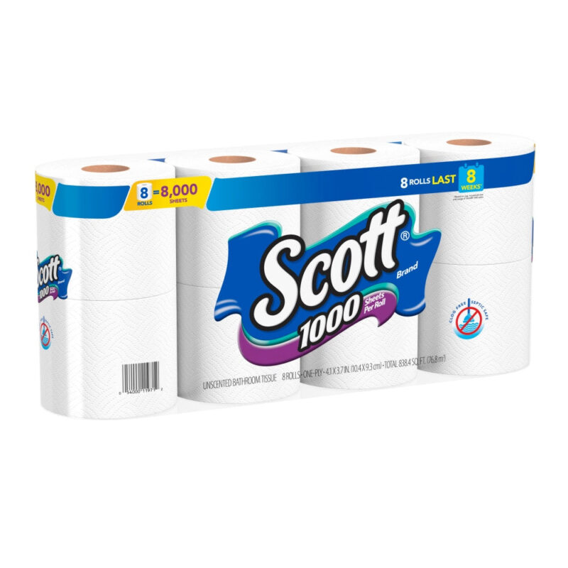 SCOTT Bathroom Tissue, Unscented, One-Ply, 8 rolls - Image 5