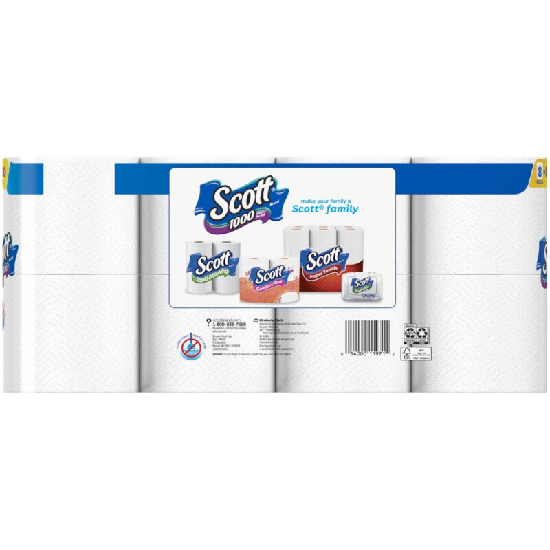 SCOTT Bathroom Tissue, Unscented, One-Ply, 8 rolls - Image 2