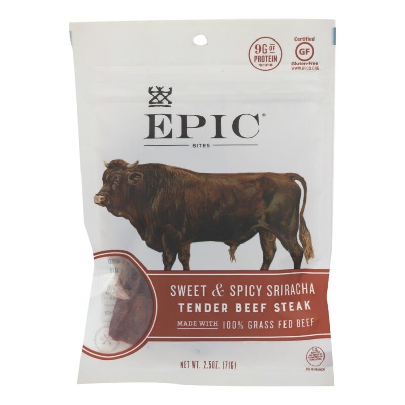 Epic, Jerky Bites, Sweet And Spicy Sriracha Tender Beef Steak 2.5 Oz