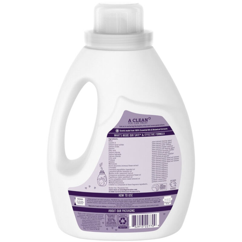 Seventh Generation Laundry Detergent, Fresh Lavender Scent, 50 fl oz (1.56 qt/pte) 1.47 l - Image 2