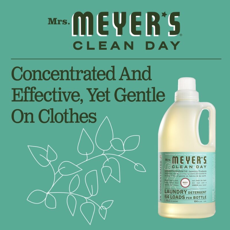 Meyers Laundry Detergent, Concentrated, Basil Scent, 64 fl oz (1.8 l) - Image 3