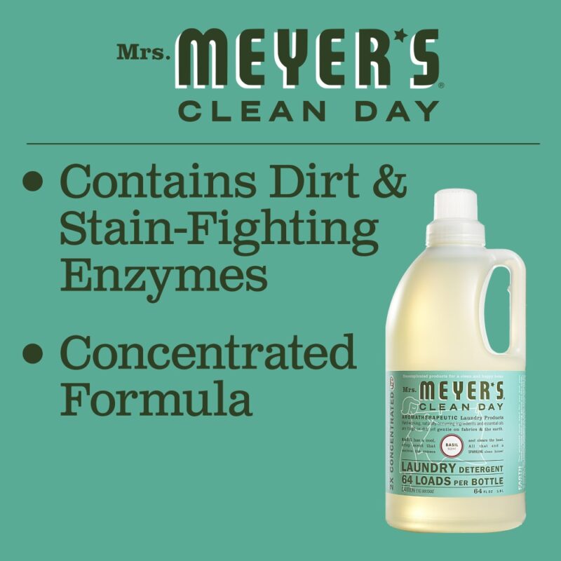 Meyers Laundry Detergent, Concentrated, Basil Scent, 64 fl oz (1.8 l) - Image 4