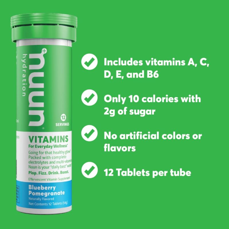 Nuun Vitamins, Tablets, Blueberry Pomegranate, 12 tablets [53 g] - Image 4