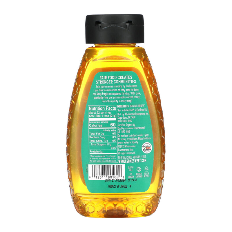 Wholesome Organic Unfiltered Raw White Honey, 16 Oz - Image 2