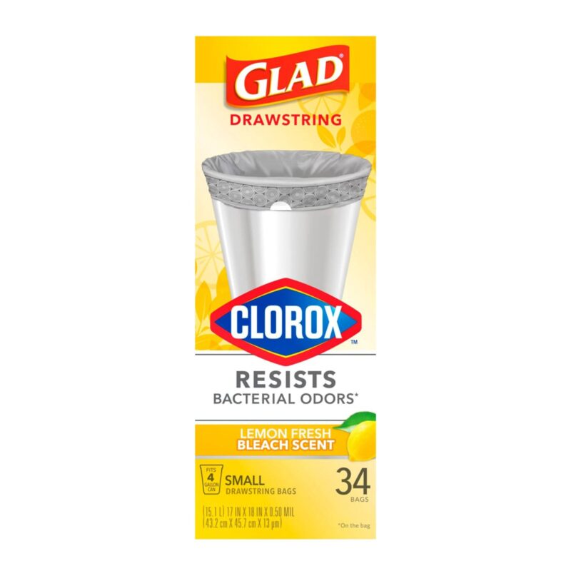 Glad Small Drawstring Trash Bags - Clorox Lemon Fresh - 4 Gallon - Image 5