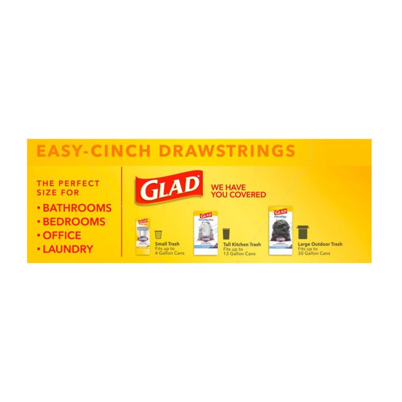 Glad Small Drawstring Trash Bags - Clorox Lemon Fresh - 4 Gallon - Image 3