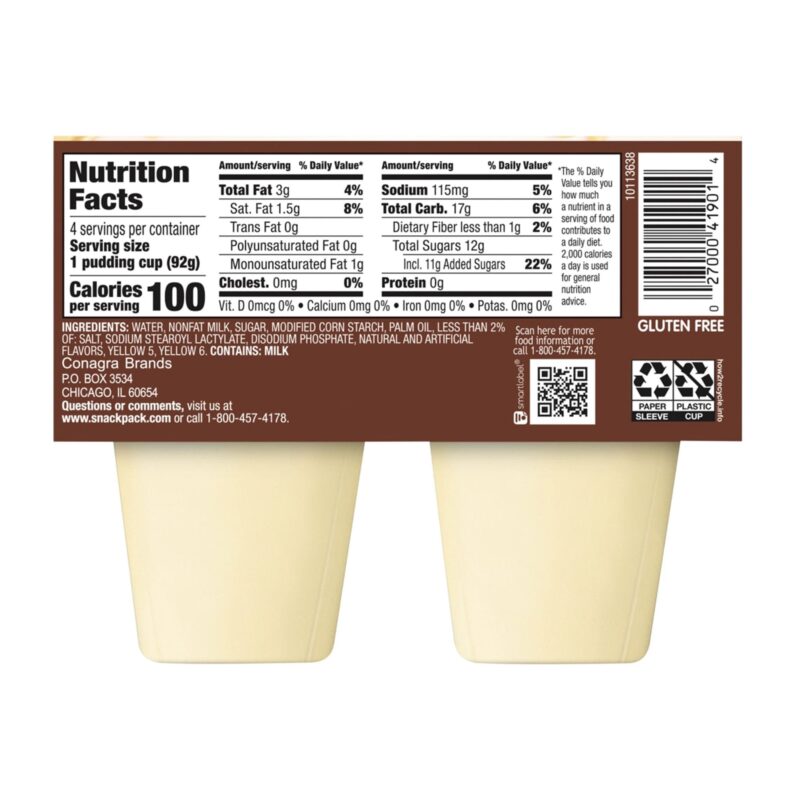 Snack Pack Pudding Vanilla, 3.25 Oz 4 Cups - Image 2