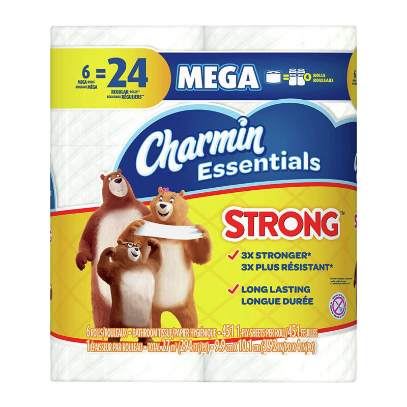 Charmin Essentials Soft Toilet Paper 6 Mega Rolls - Image 3