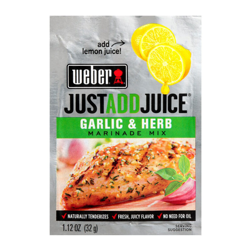 Weber Just Add Juice Garlic & Herb Marinade Mix, 1.12 oz - Image 2