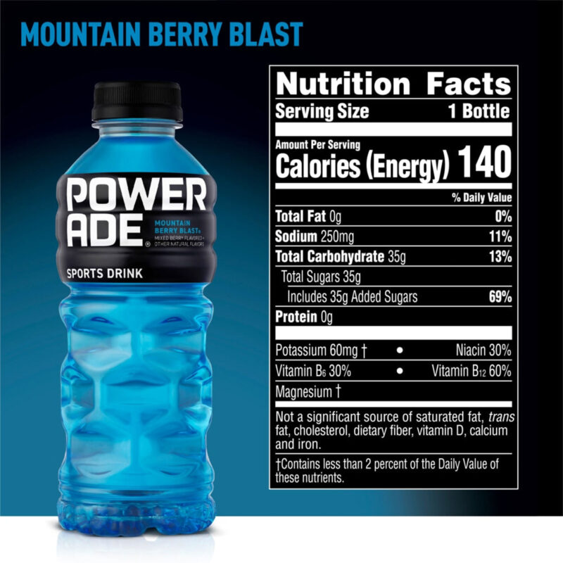 Powerade Electrolyte Enhanced Mountain Berry Blast Sport Drink, 20 fl oz, 8 Count Bottles - Image 2