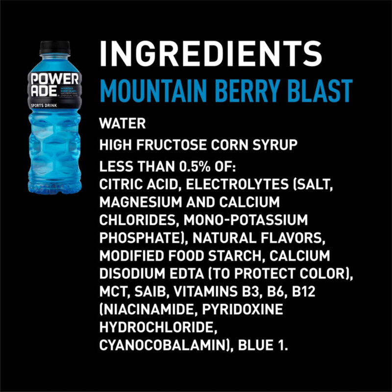 Powerade Electrolyte Enhanced Mountain Berry Blast Sport Drink, 20 fl oz, 8 Count Bottles - Image 3