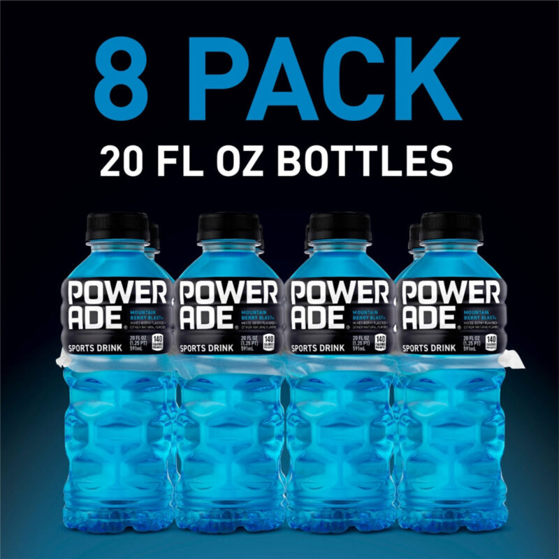 Powerade Electrolyte Enhanced Mountain Berry Blast Sport Drink, 20 fl oz, 8 Count Bottles - Image 4