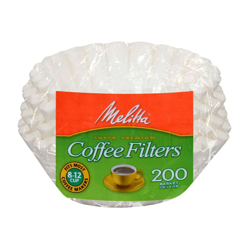 Melitta 8-12 Cup Basket Coffee Filters Paper White, 200 Count