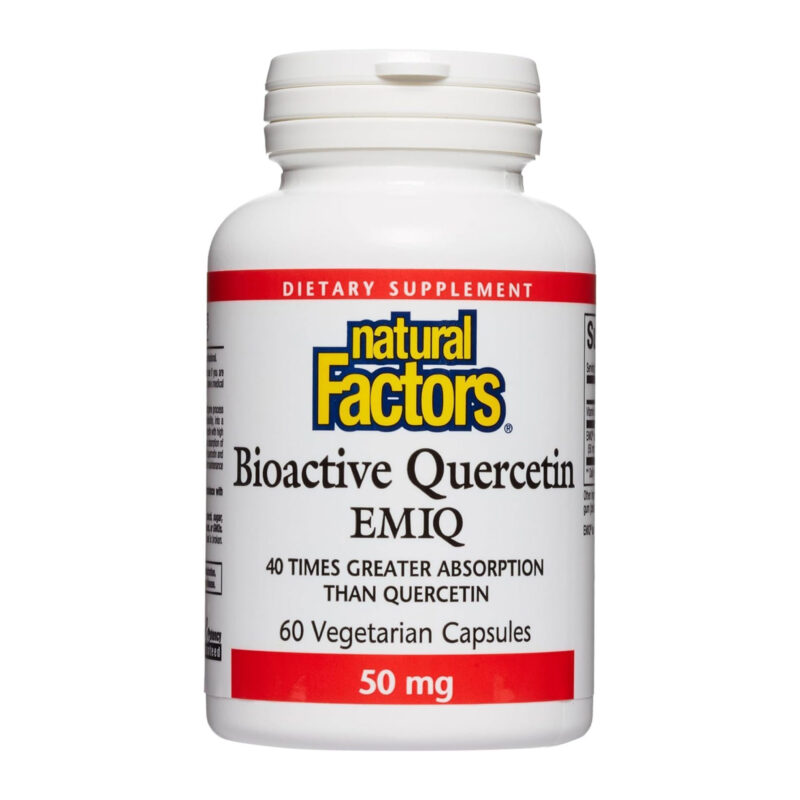 Natural Factors Bioactive Quercetin EMIQ 50 mg with Vitamin C, Supports Sinus, Heart and Immune Health, 60 Capsules