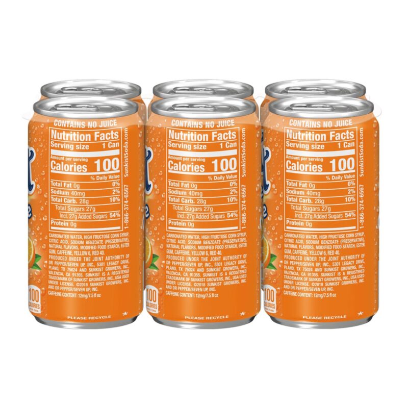 Sunkist Orange Soda, 7.5 Fluid Ounce Can, 6 Count - Image 2