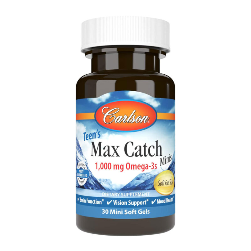 Carlson, Teen's Max Catch Minis, 1000 mg Omega-3s, Brain Health, Vision Support, Mood Health, 30 Softgels