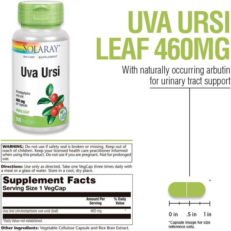 Solaray Uva Ursi, 460 mg, 100 VegCaps - Image 2