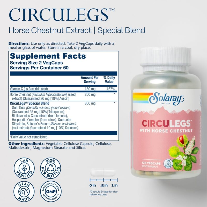 Solaray CircuLegs Circulation Support, 120 Veg Caps - Image 2