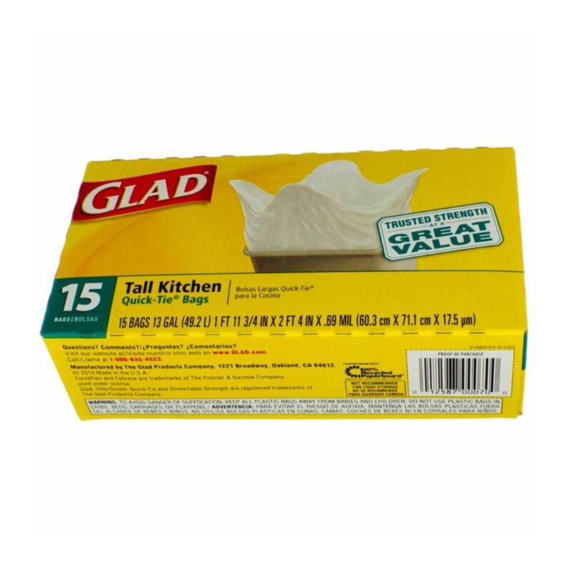 Glad Tall Kitchen Bags, 13 Gallon, 15 bags - Image 3