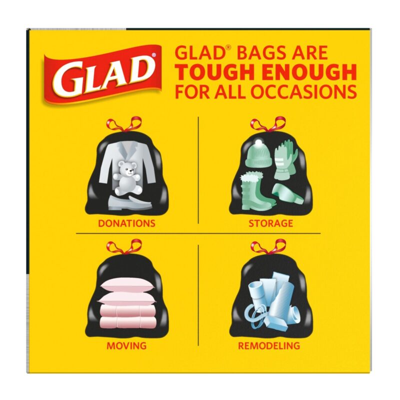 Glad Trash Bags, Drawstring, Multipurpose, Large, 30 Gallon, 28 bags - Image 2