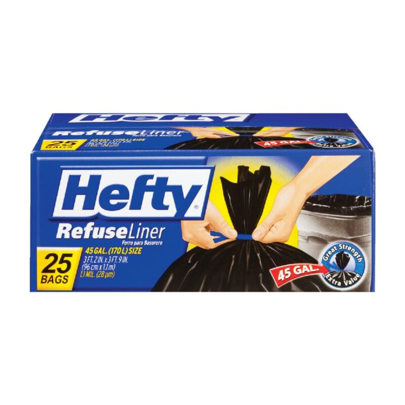 Hefty Extra Large Black Trash Bags for Curbside Bins, 45 Gallon, 25 Count - Image 3