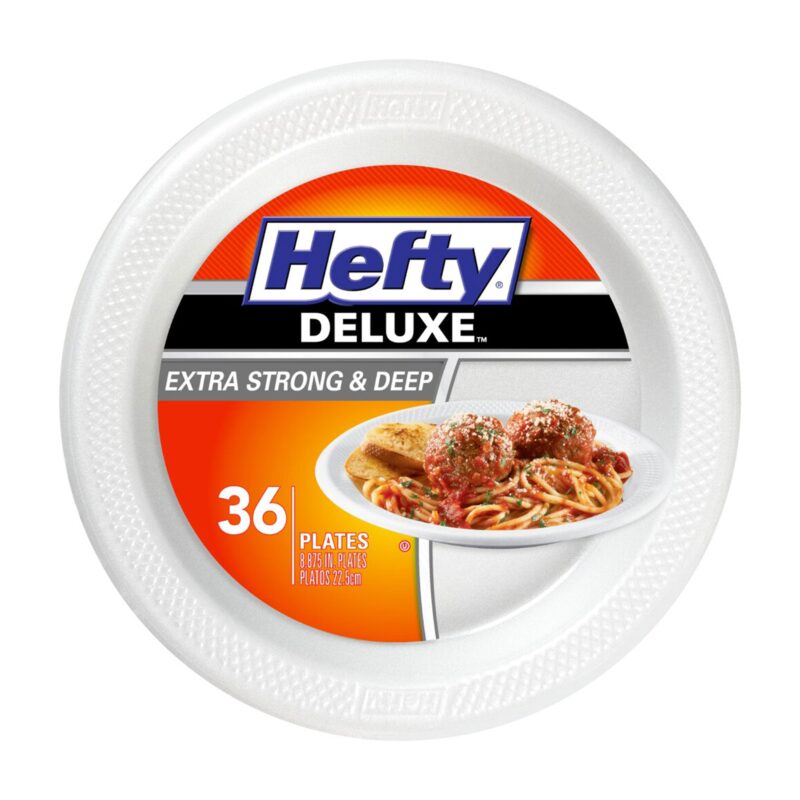 Hefty Deluxe Foam Plates Extra Strong and Deep, 9 Inch, White, 36 Count - Image 3