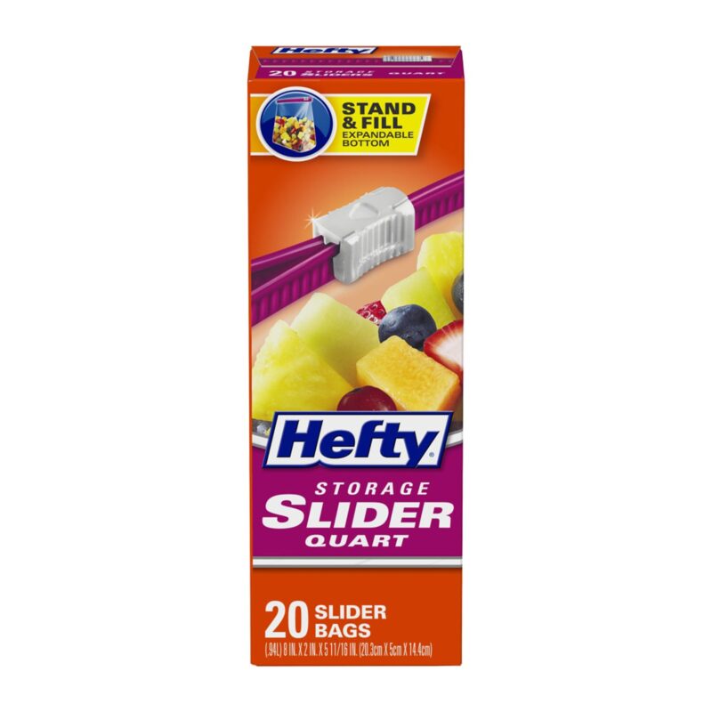 Hefty Slider Food Storage Bags, Quart Size, 1 Box of 20 Bags - Image 5