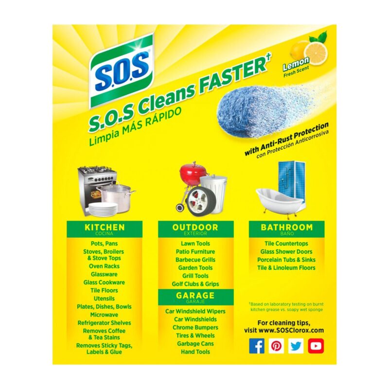 SOS Steel Wool Pads, Lemon Fresh Scent, 10 pads - Image 2