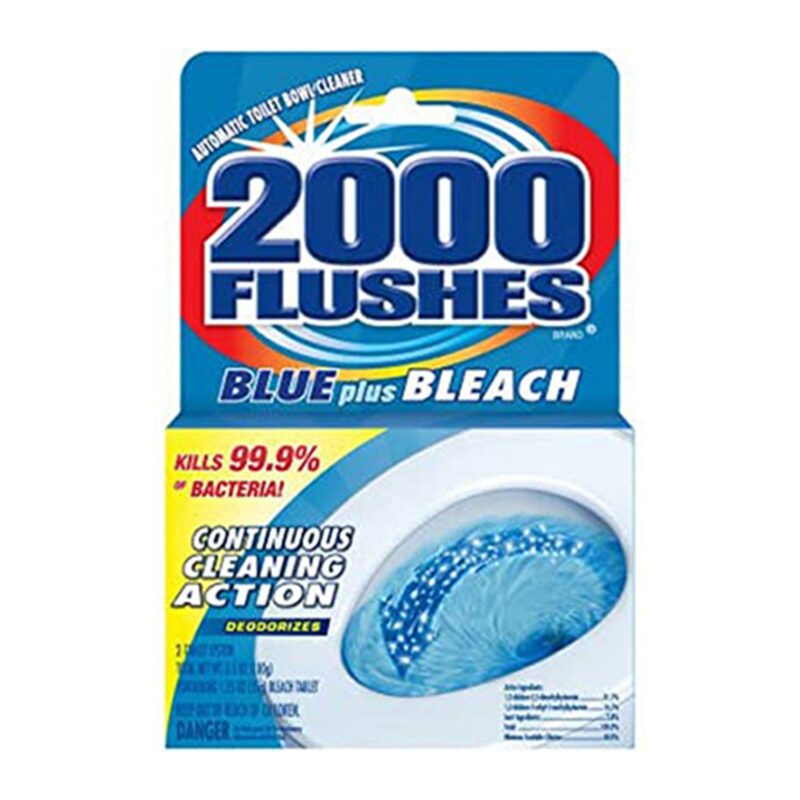 2000 Flushes Toilet Bowl Cleaner, Automatic, Blue Plus Bleach, 2 tablets [3.5 oz (100 g)] - Image 3