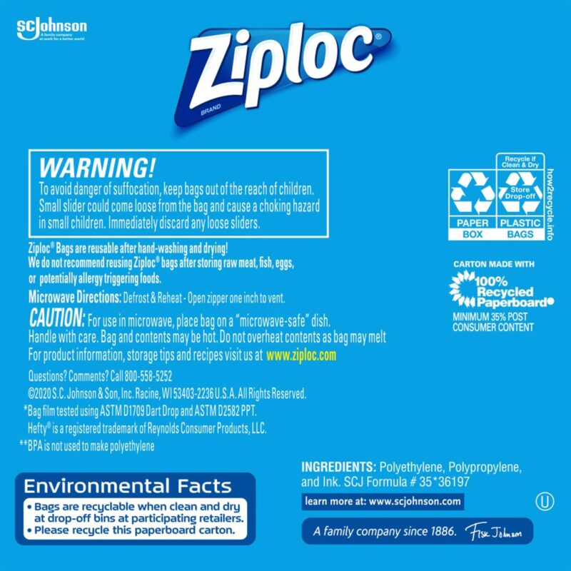 Ziploc Slider Bags, Storage, Gallon, 15 bags - Image 2