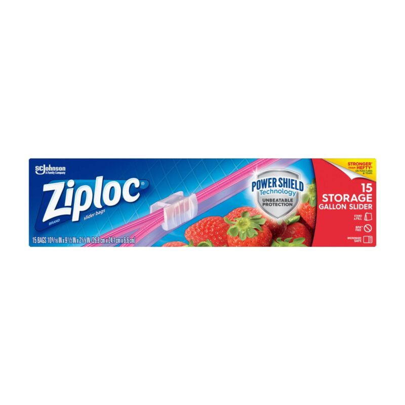 Ziploc Slider Bags, Storage, Gallon, 15 bags