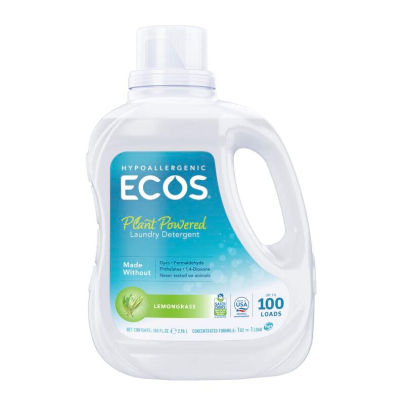 Ecos Laundry Detergent, Hypoallergenic, 4 in 1, Lemongrass, 100 fl oz (2.96 l) - Image 3