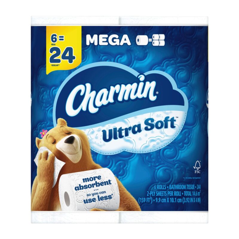 Charmin Ultra Soft Toilet Paper, 6 Mega Rolls = 24 Regular Rolls - Image 6