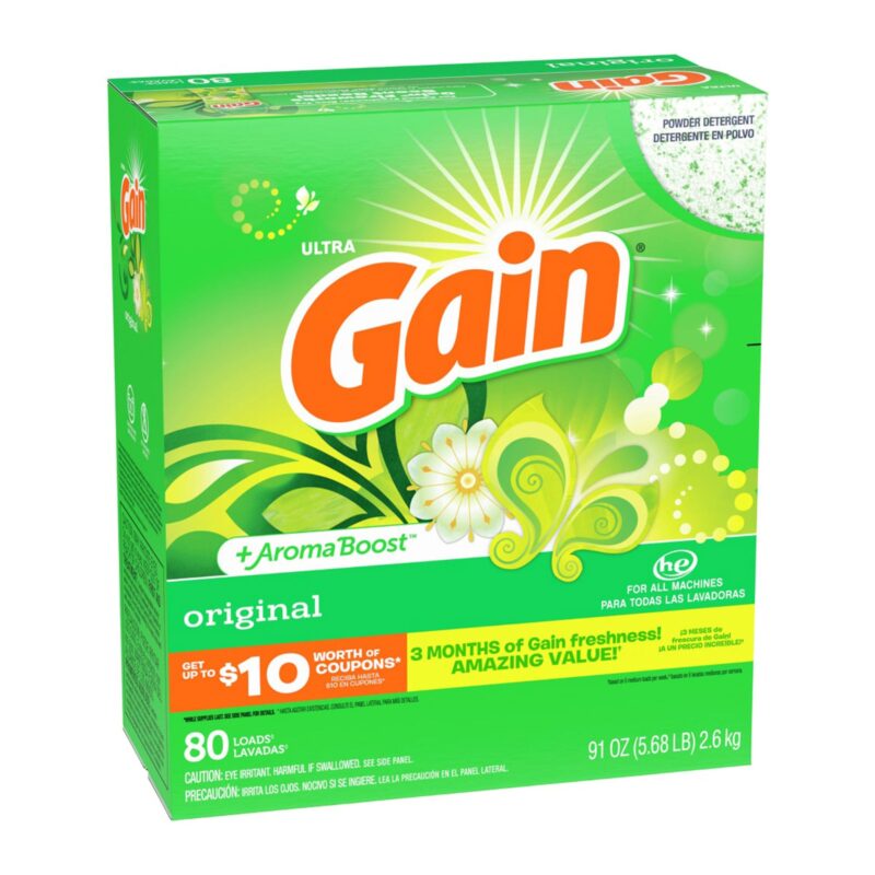 Gain Powder Laundry Detergent for Regular and HE Washers, Original Scent, 91 Ounces 80 Loads - Image 5