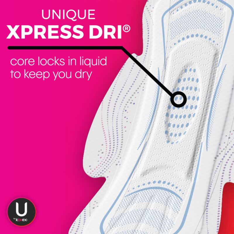 U by Kotex Teen Ultra Thin Feminine Pads with Wings, Extra Absorbency, Unscented, 14 Count - Image 3