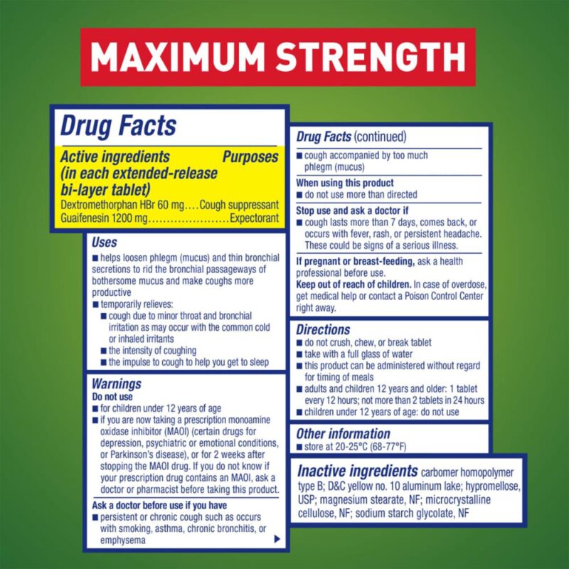 Mucinex Expectorant & Cough Suppressant, 12 Hour, Maximum Strength, Extended-Release Bi-Layer Tablets, 14 tablets - Image 2