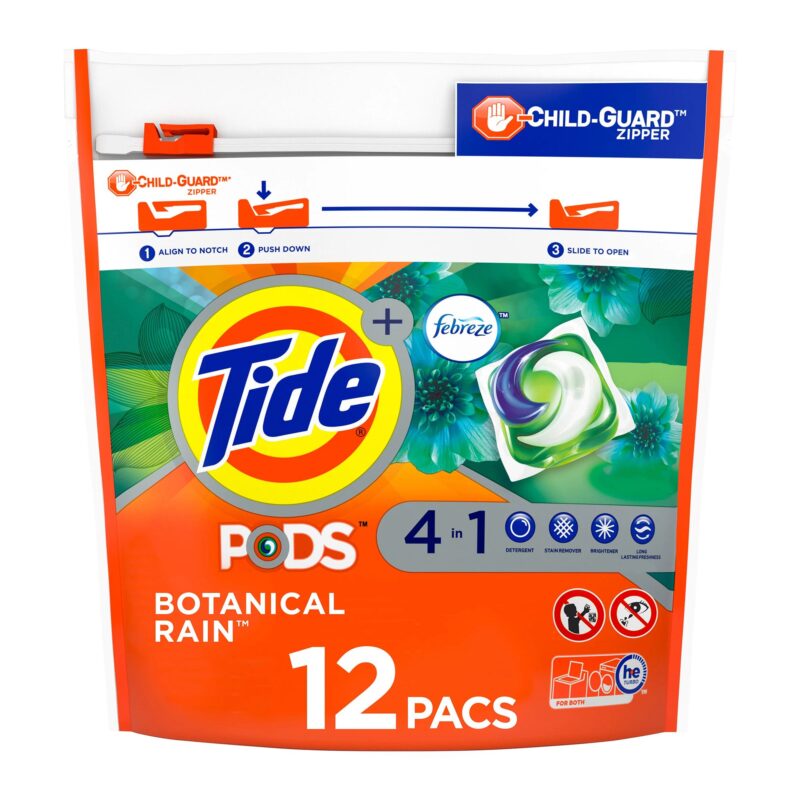 Tide Detergent Pods, 4 In 1, Febreze, Botanical Rain, Pacs, 12 pacs [328 g (12 oz)] - Image 2