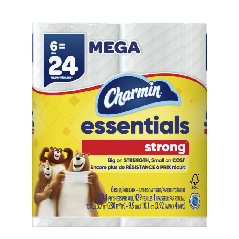 Charmin Essentials Strong Toilet Paper 6 Mega Roll - Image 2