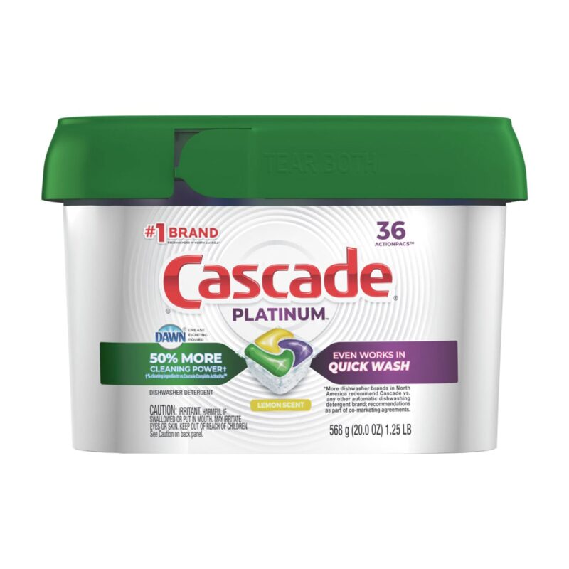 Cascade Dishwasher Detergent, Lemon Scent, 36 pacs [568 g (20.0 oz) 1.25 lb]