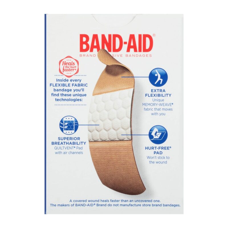 Band Aid Bandages, Adhesive, Flexible Fabric, Assorted Sizes, 30 bandages - Image 2