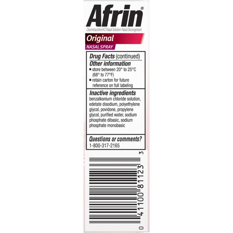 Afrin Nasal Decongestant, Maximum Strength, Nasal Spray, Original, 0.5 fl oz (15 ml) - Image 4